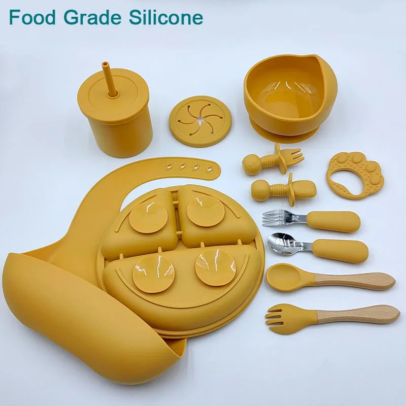 11 Pcs Personalized Silicone Feeding Sets