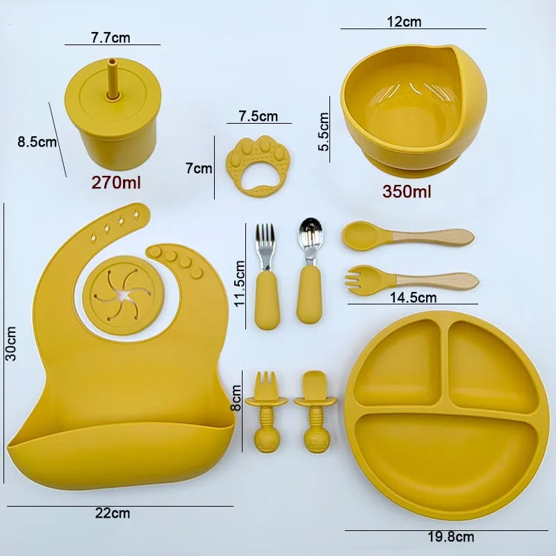 11 Pcs Personalized Silicone Feeding Sets