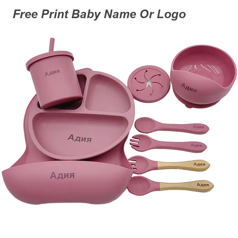 11 Pcs Personalized Silicone Feeding Sets