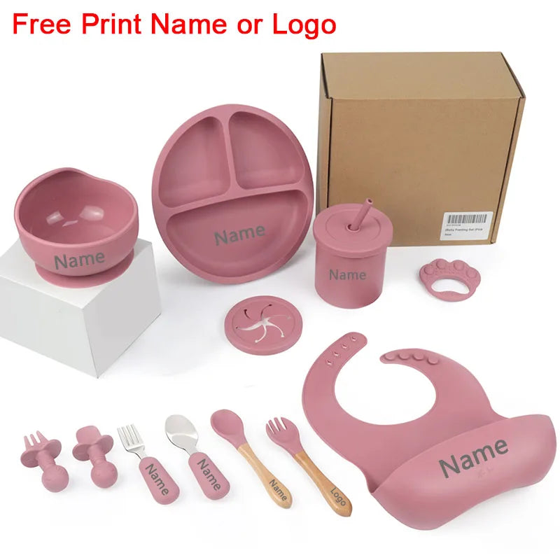 11 Pcs Personalized Silicone Feeding Sets