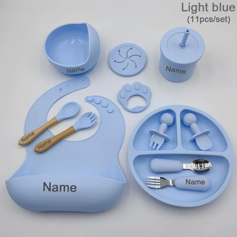 11 Pcs Personalized Silicone Feeding Sets